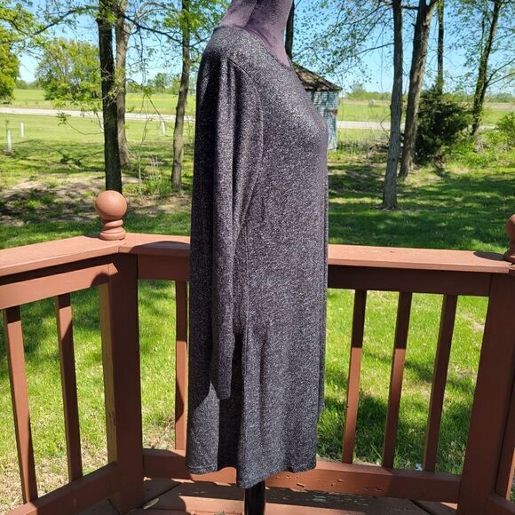 Old Navy Marled Gray Long Sleeve Rolled Round Neck Sweater Dress Size L - Picture 6 of 15